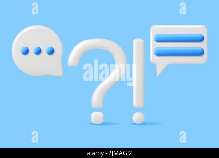3d Question Exclamation Marks with Chat Bubbles Stock Vector