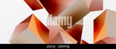 3d cubes vector abstract background. Composition of 3d square shaped basic geometric elements. Trendy techno business template for wallpaper, banner, Stock Vector