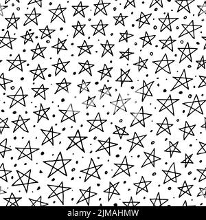 Seamless pattern with vector small doodle stars. Stock Vector