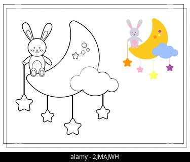 Bunny Sitting Isolated Coloring Page for Kids Stock Vector Image & Art ...