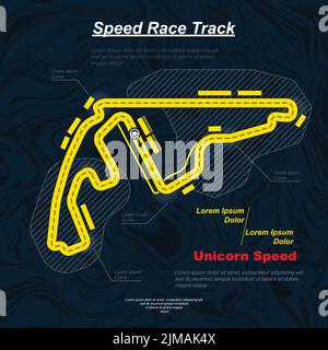 Bright yellow colour race track circuit Stock Vector