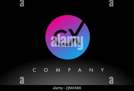 CX Neon Purple Blue Letters Logo Design. CX Outline Letter Icon Vector ...