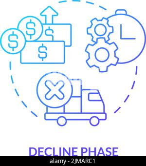 Decline phase blue gradient concept icon Stock Vector
