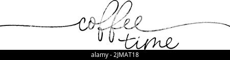 Coffee time hand drawn vector line lettering. Stock Vector