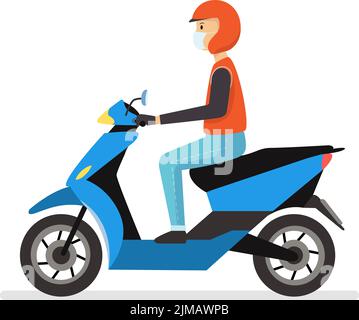 Thai Motorcycle taxi rider vector.Rider delivery service cartoon character.Flat motorbike with man Stock Vector