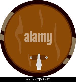 Wine barrel with tap semi flat color vector object Stock Vector