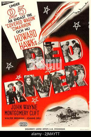 John Wayne in Red River (United Artists, 1948). Swedish film poster. Eric Rohman artwork Stock Photo