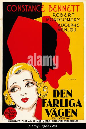 Den farliga vägen - Constance Bennett - The Easiest Way (MGM, 1931). Swedish film poster. Eric Rohman artwork Stock Photo