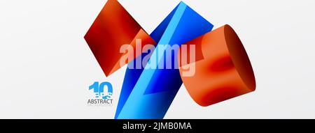 Metallic 3d shape vector geometric background. Trendy techno business template for wallpaper, banner, background or landing Stock Vector