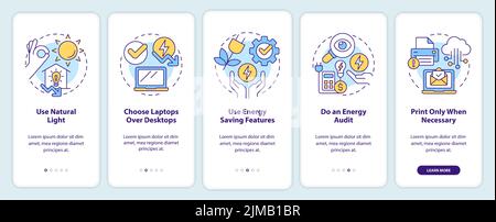 Energy efficiency at work onboarding mobile app screen Stock Vector