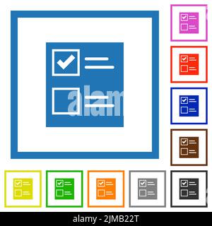 Ballot paper solid flat color icons in square frames on white background Stock Vector