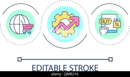 Benefits of online shopping loop concept icon Stock Vector