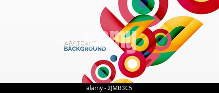 Abstract round shapes background. Minimalist decoration. Geometric background with circles and rings Stock Vector
