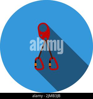 Alpinist Self Rescue System Icon. Flat Circle Stencil Design With Long Shadow. Vector Illustration. Stock Vector