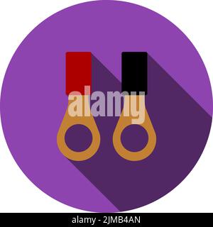 Connection Terminal Ring Icon. Flat Circle Stencil Design With Long Shadow. Vector Illustration. Stock Vector