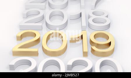 3D Golden Text 2019 Stock Photo