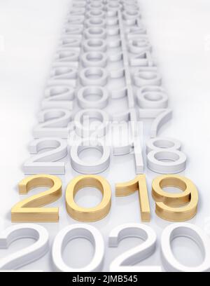 3D Golden 2019 Stock Photo