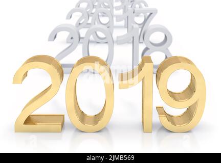 3D Golden Text 2019 Stock Photo