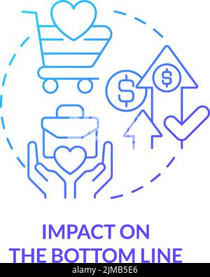 Impact on bottom line blue gradient concept icon Stock Vector