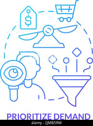 Prioritize demand blue gradient concept icon Stock Vector