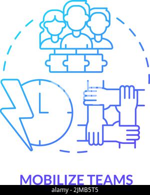 Mobilize teams blue gradient concept icon Stock Vector