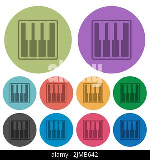 Piano keyboard alternate darker flat icons on color round background Stock Vector