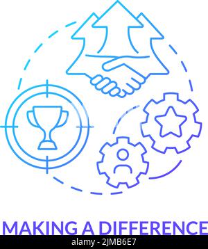 Making difference blue gradient concept icon Stock Vector