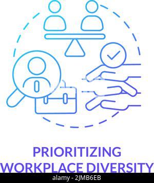 Prioritizing workplace diversity blue gradient concept icon Stock Vector