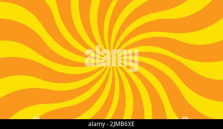Yellow sunburst retro background design. Abstract twisted ray wallpaper. Stock Vector