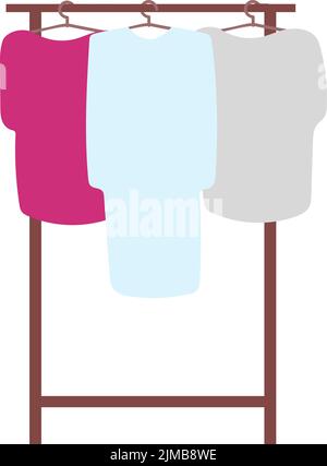 Rack with clothes semi flat color vector object Stock Vector