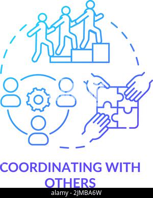 Coordinating with others blue gradient concept icon Stock Vector