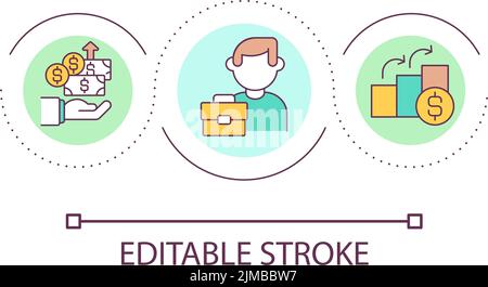 Employee wage increase loop concept icon Stock Vector