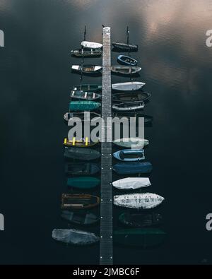 An aerial view of parked sailboats in the harbor Stock Photo - Alamy