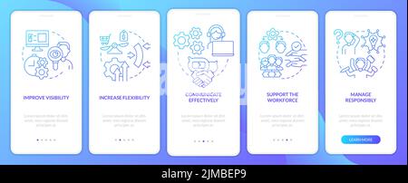 Addressing covid impact on business blue gradient onboarding mobile app screen Stock Vector