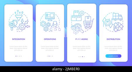 Elements of supply chain management blue gradient onboarding mobile app screen Stock Vector