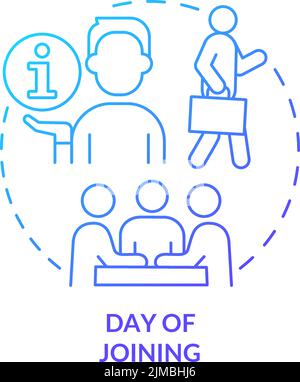 Day of joining blue gradient concept icon Stock Vector