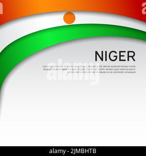 Abstract waving niger flag. Creative background for design of patriotic holiday card. National poster. State niger patriotic cover, flyer. Paper cut Stock Vector