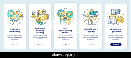 Farm energy efficiency onboarding mobile app screen Stock Vector