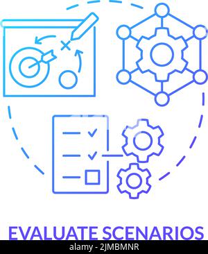 Evaluate scenarios blue gradient concept icon Stock Vector