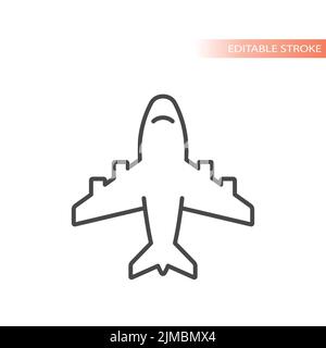 Airplane line vector icon. Simple outline symbol. Stock Vector