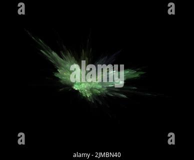 Green combustion on black background, fractal illustration Stock Photo