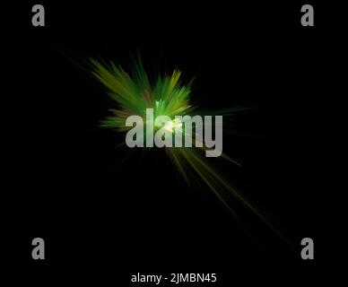 Green combustion on black background, fractal illustration Stock Photo