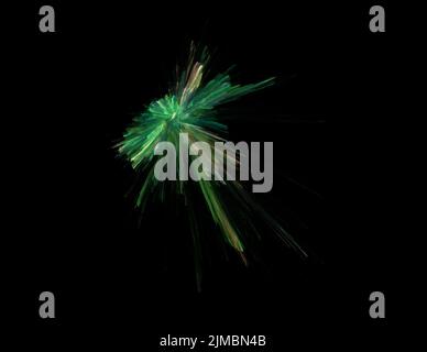 Green combustion on black background, fractal illustration Stock Photo