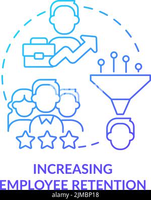 Increasing employee retention blue gradient concept icon Stock Vector