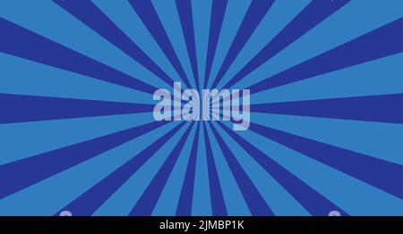 Blue retro starburst vector illustration background. Comic retro radial wallpaper. Stock Vector