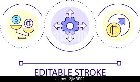 Cryptocurrency benefits loop concept icon Stock Vector