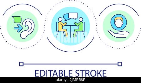 Active listening during job interview loop concept icon Stock Vector