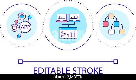 Online workplace setup loop concept icon Stock Vector