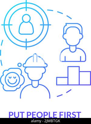 Put people first blue gradient concept icon Stock Vector