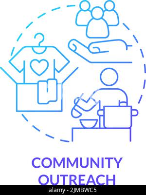 Community outreach blue gradient concept icon Stock Vector